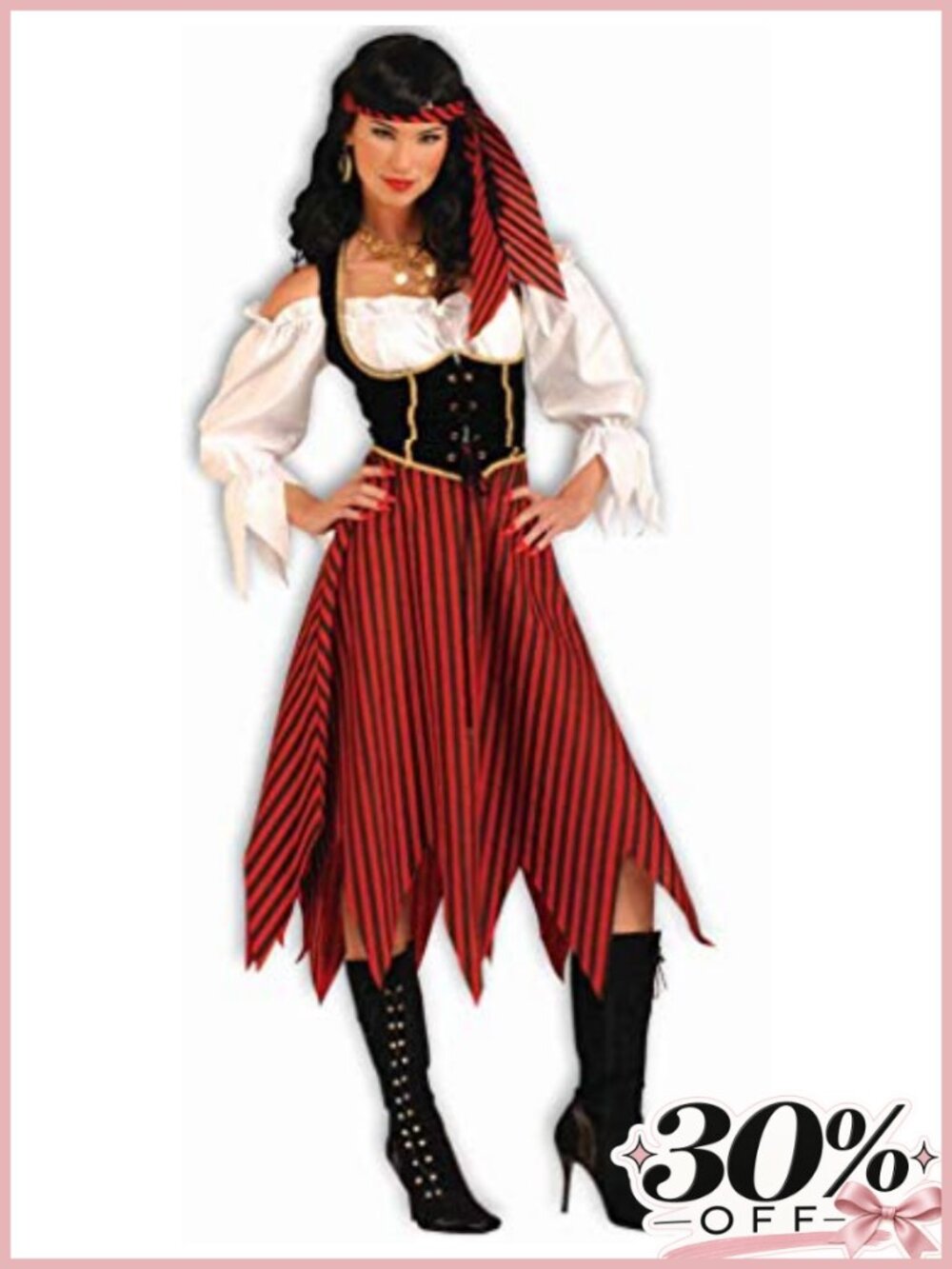 Pirate Maiden Costume Plus Size Dress Vest Headscarf